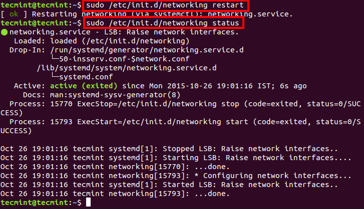 Ubuntu 16.04 Restart Network
